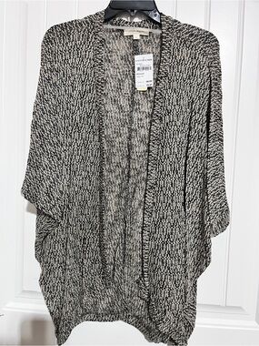 Kimono Black & Ivory Textured Open Cardigan